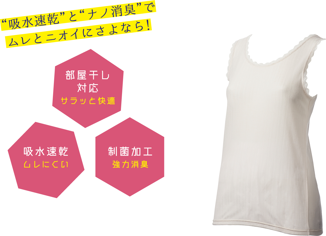 吸水速乾とナノ消臭でムレとニオイにさようなら！