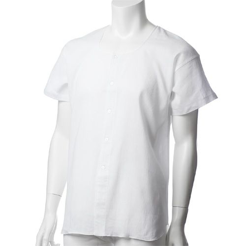 日本製ｸﾚｰﾌﾟ 綿70% 麻30% 半袖全開ｼｬﾂ