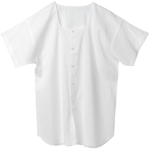 本製クレープ 麻１００％ 半袖全開シャツ
