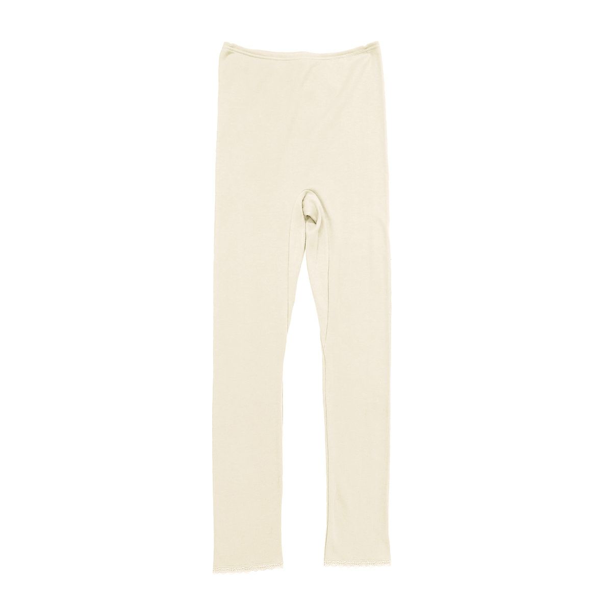 肌ごころ エイトロック編み レース付き 8分丈ボトム