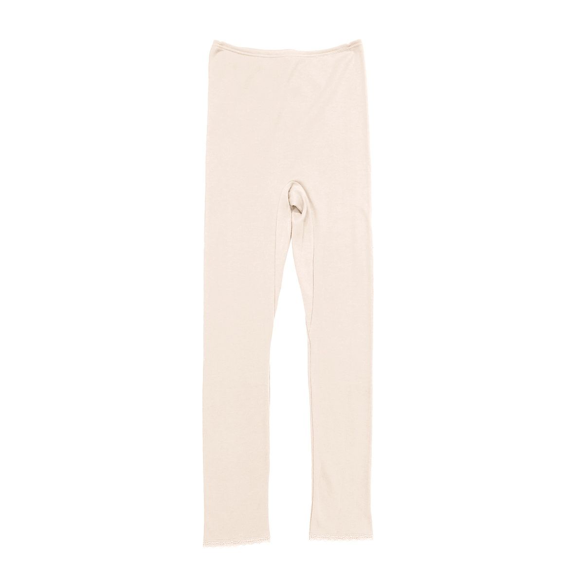 肌ごころ エイトロック編み レース付き 8分丈ボトム