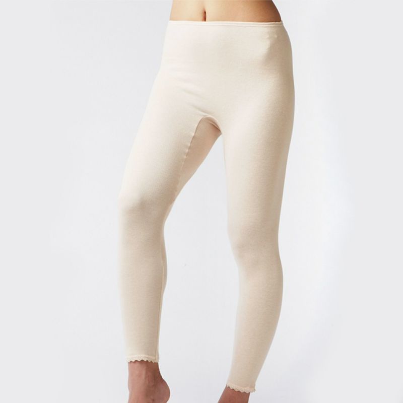 肌ごころ エイトロック編み レース付き 8分丈ボトム