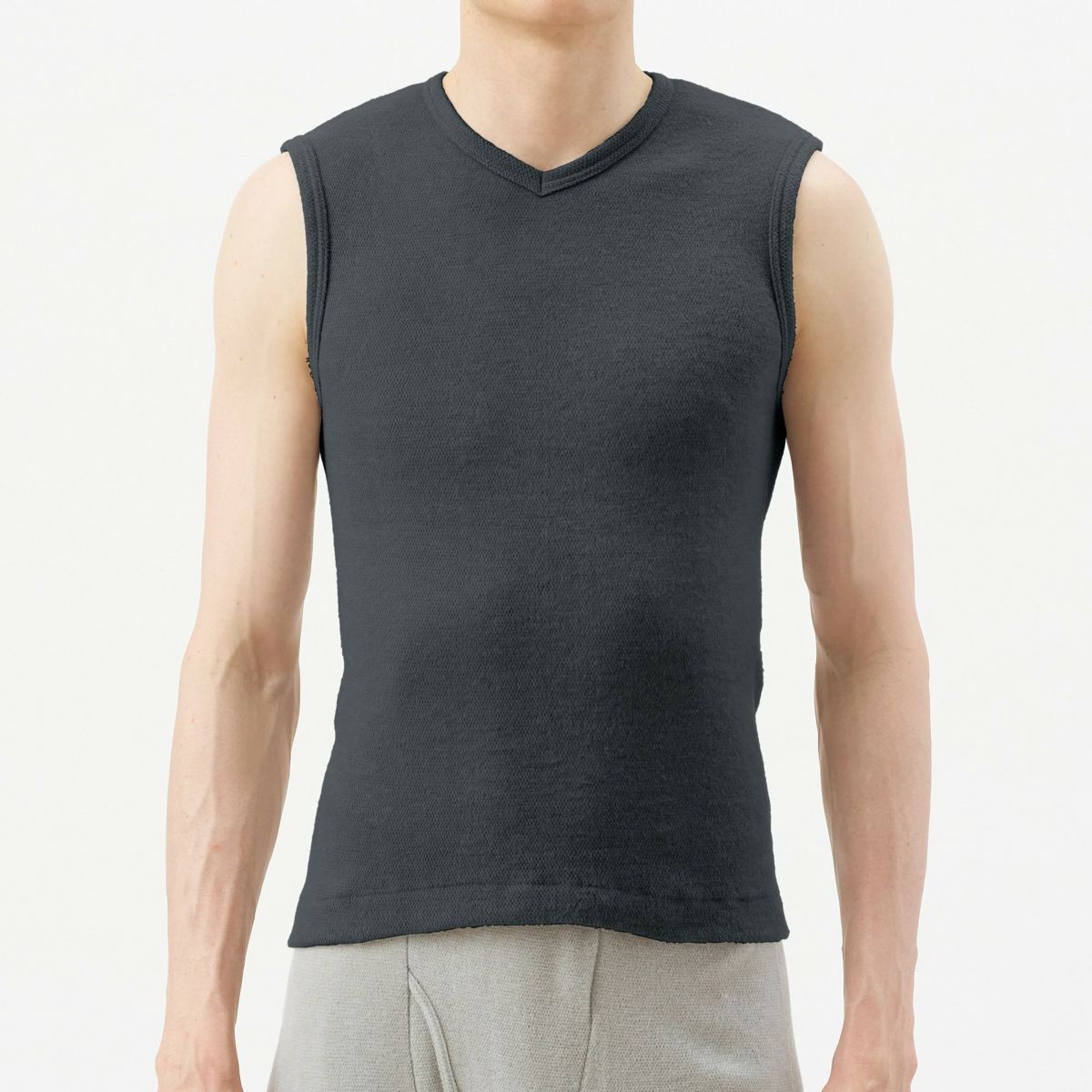 粋肌着 温仕立て V首スリーブレスシャツ