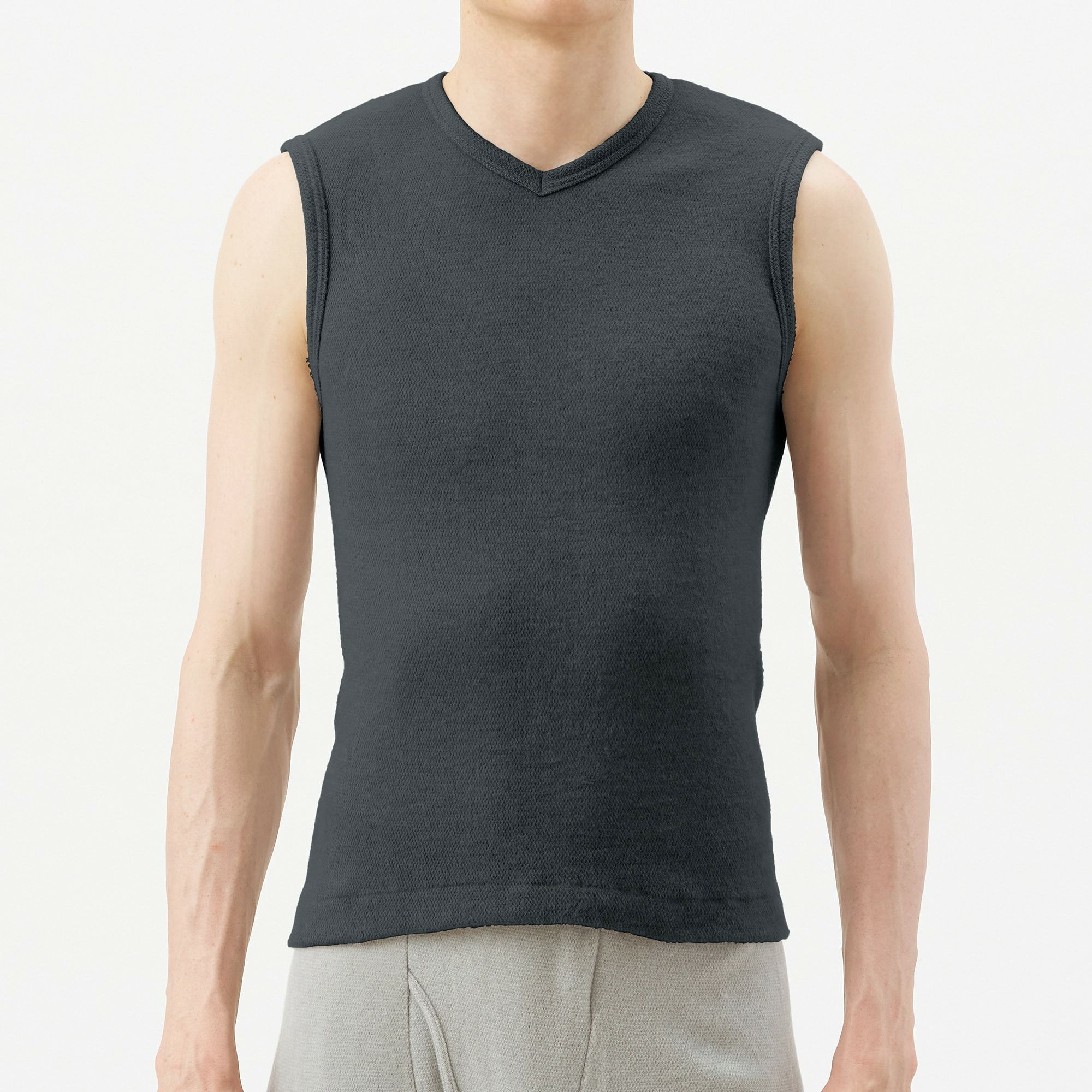 粋肌着 温仕立て V首スリーブレスシャツ