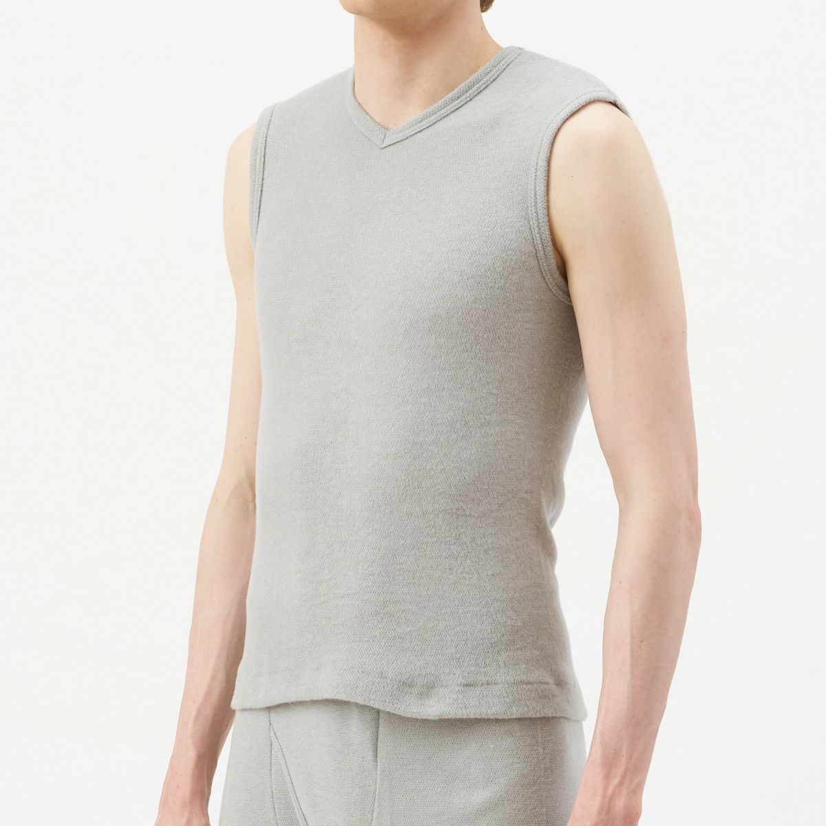 粋肌着 温仕立て V首スリーブレスシャツ