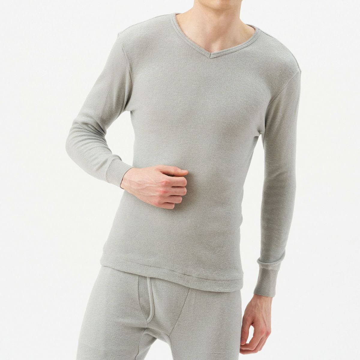 粋肌着 温仕立て 長袖V首シャツ