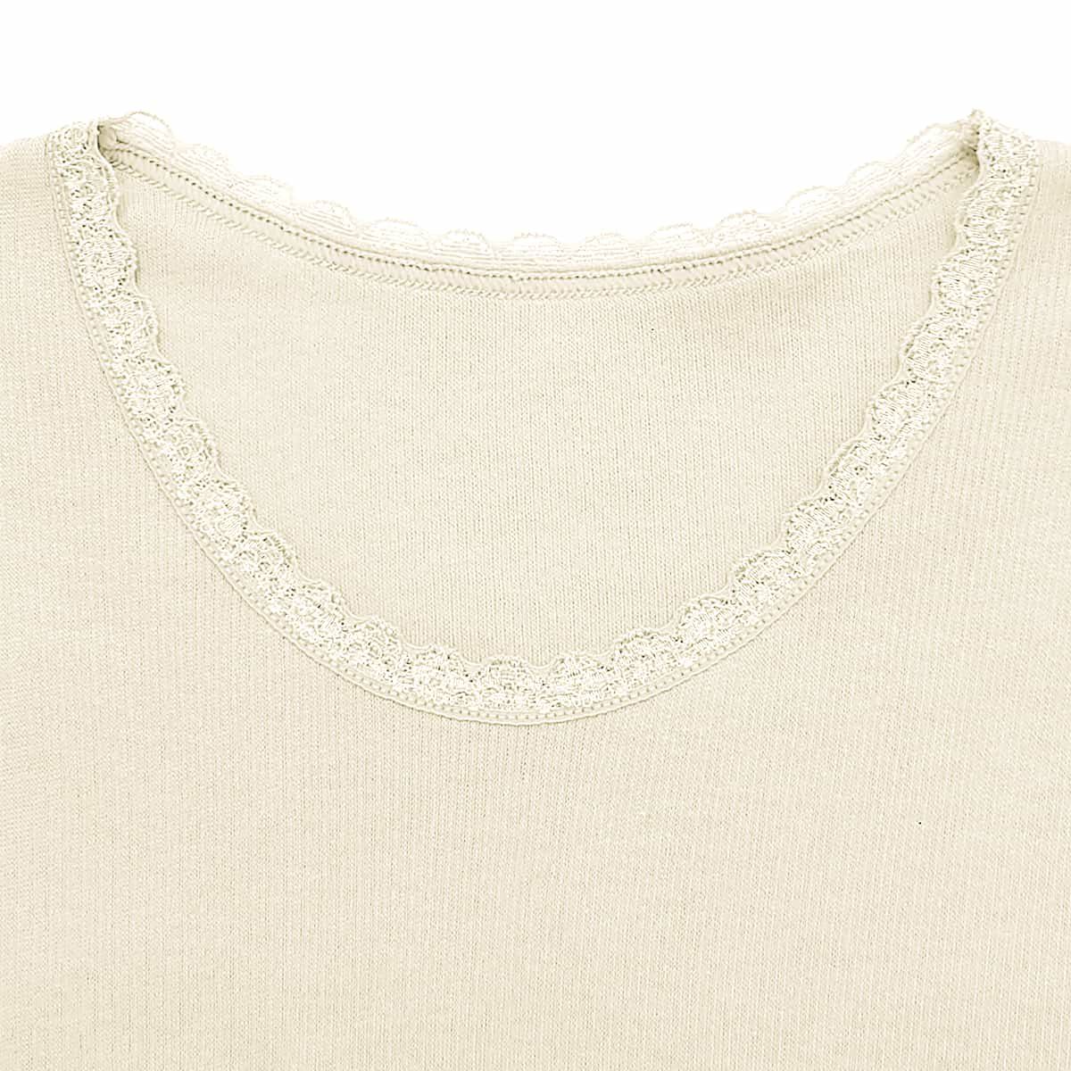 肌ごころ エイトロック編み レース付き 8分袖インナー