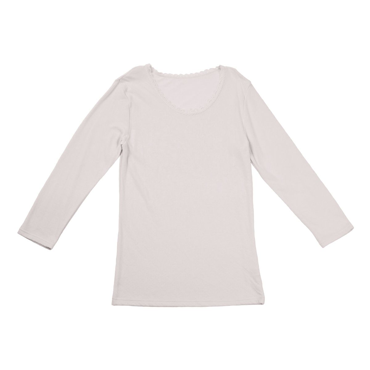 シルク女子】ふわっとやわらか シルク入り レース付き 7分袖インナー