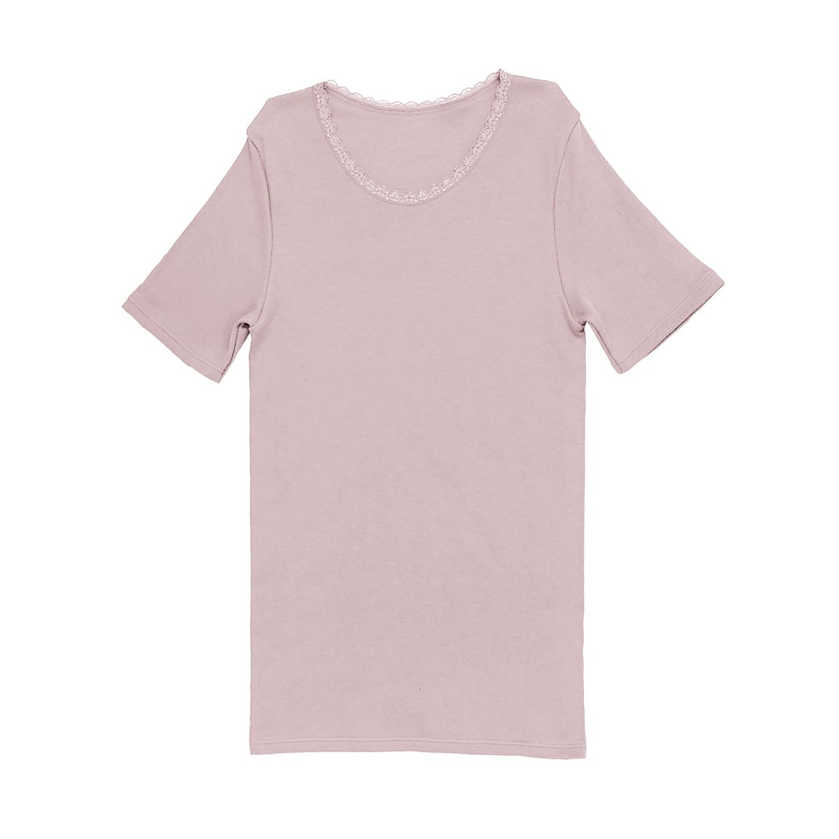 肌ごころ エイトロック編み レース付き 3分袖インナー