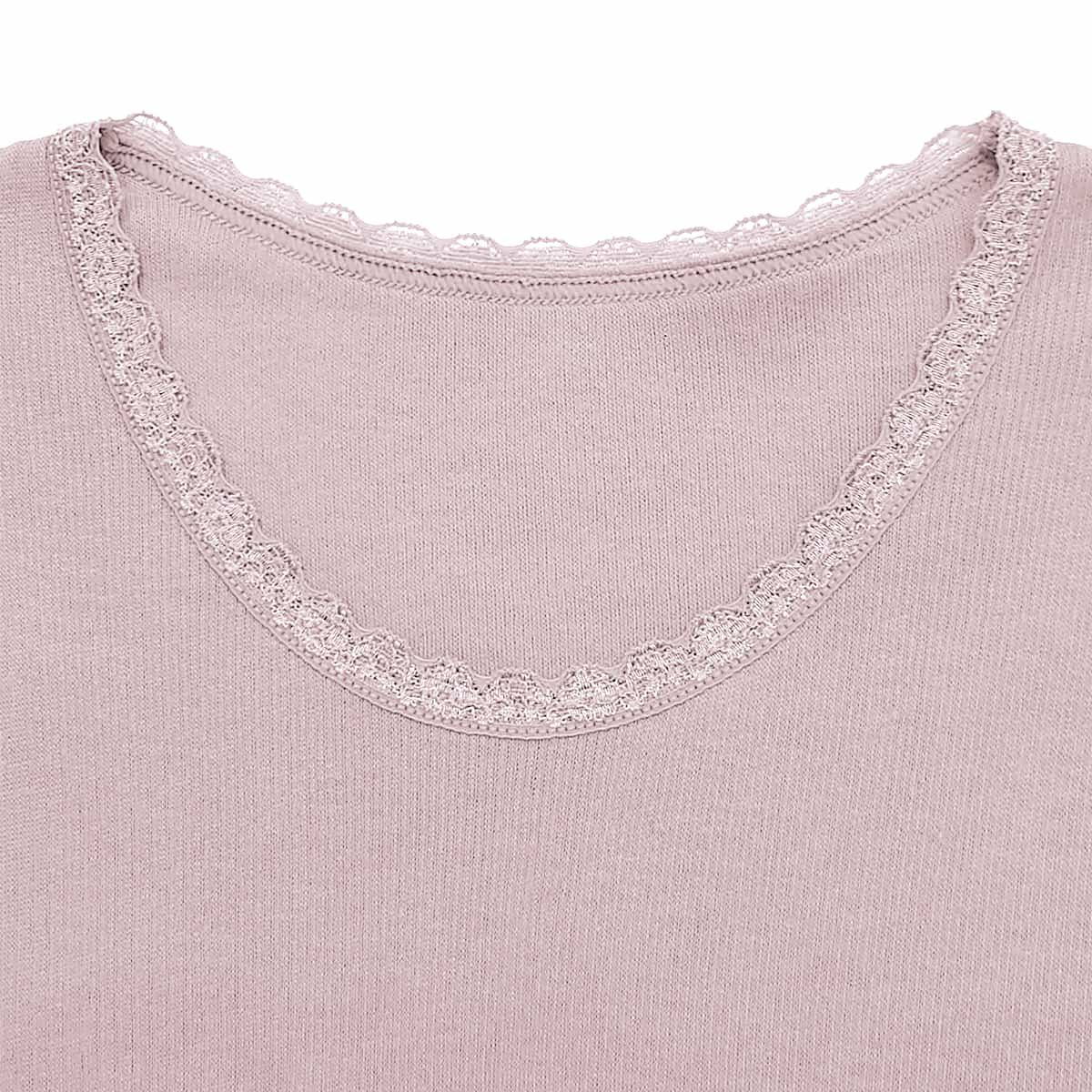 肌ごころ エイトロック編み レース付き 3分袖インナー