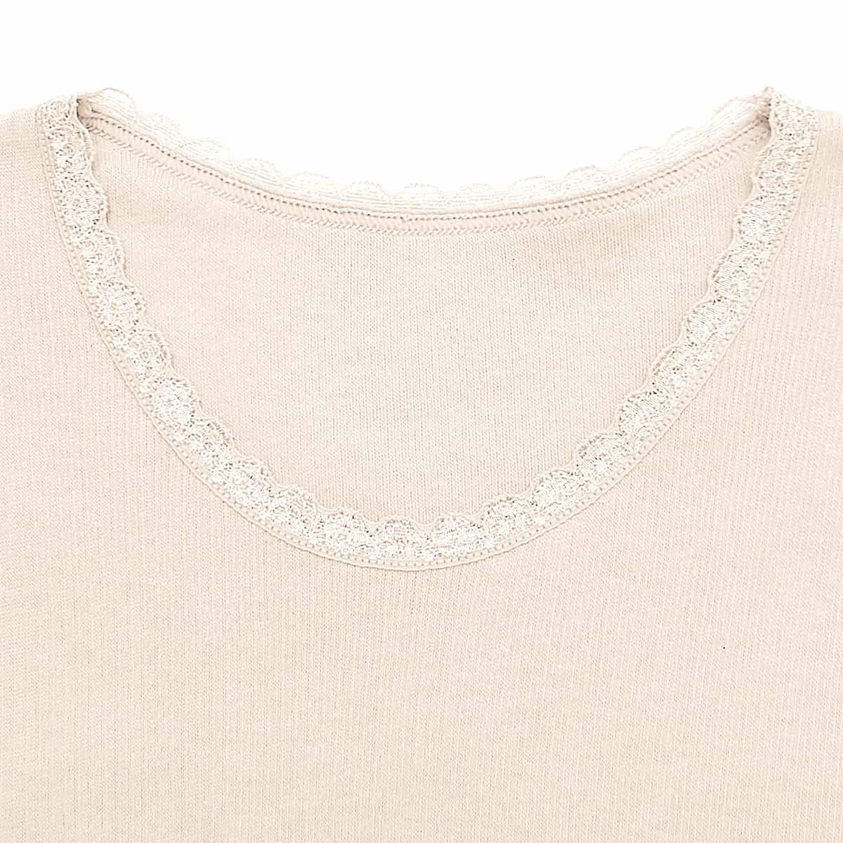 肌ごころ エイトロック編み レース付き 3分袖インナー