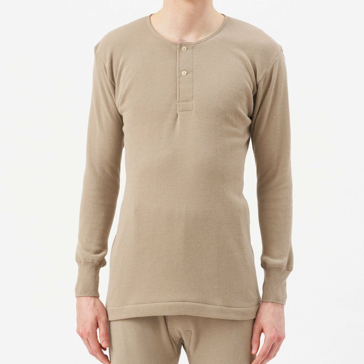 ウール混 長袖ボタン付シャツ