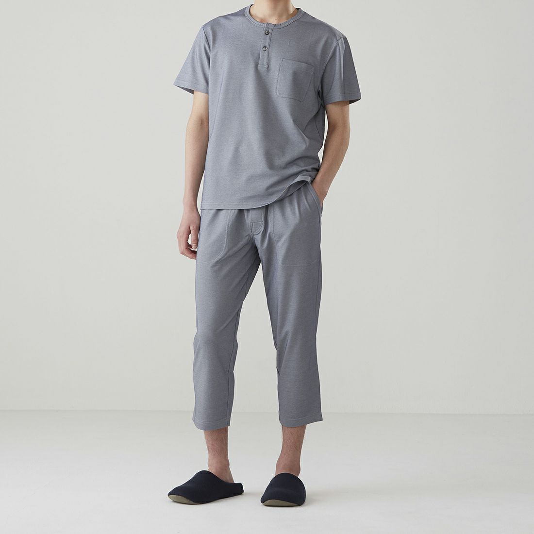 タケオキクチ　半袖ヘンリーネックシャツ