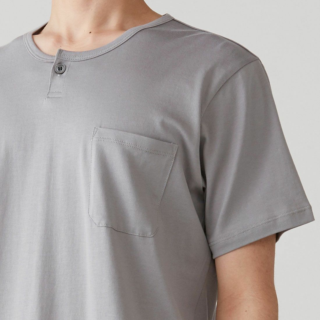 エポカ ウォモ コットンシルク半袖ヘンリーネックカットソー