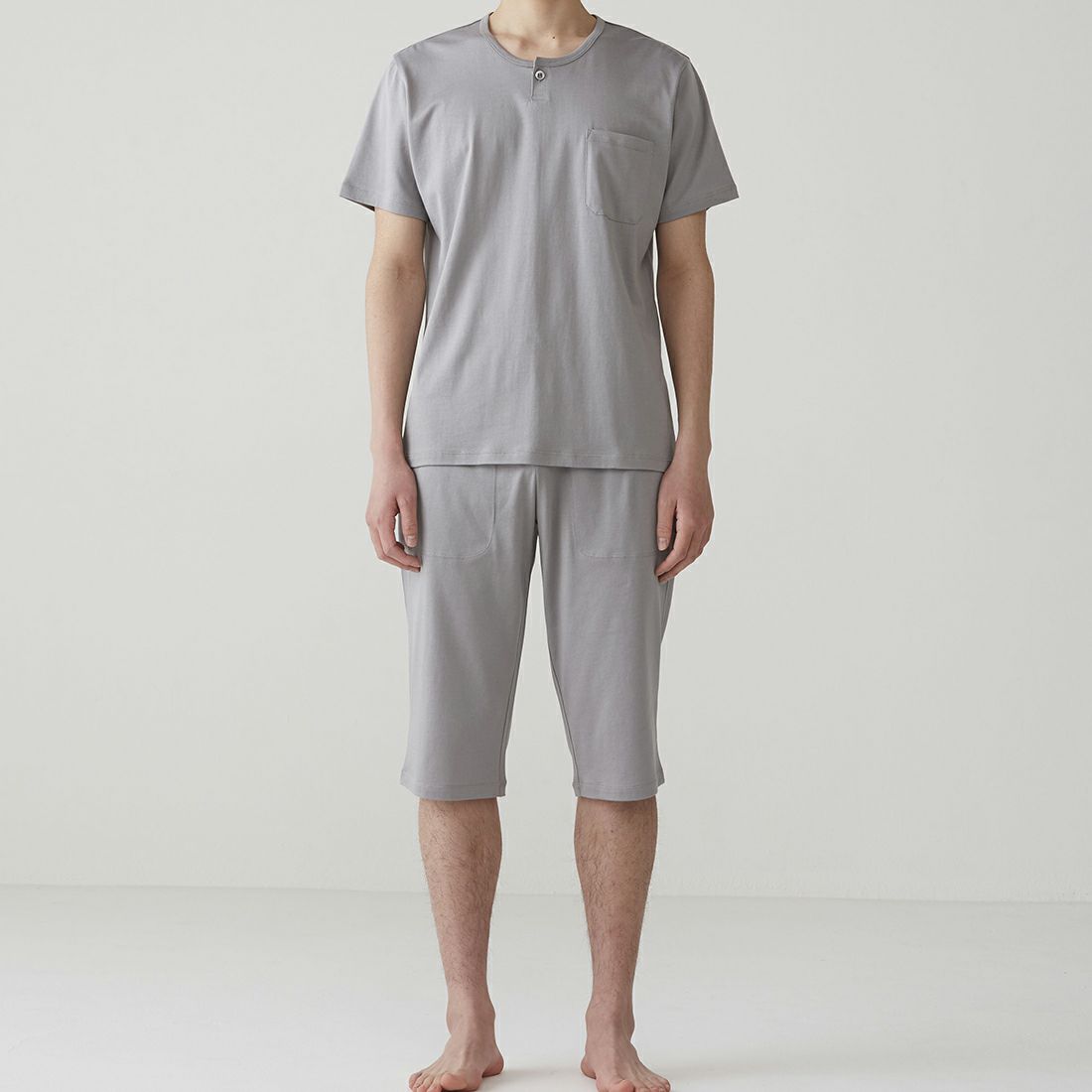 エポカ ウォモ コットンシルク半袖ヘンリーネックカットソー