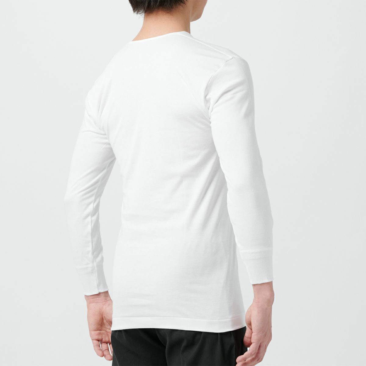 2枚組 厚地 日本製 長袖袖U首シャツ