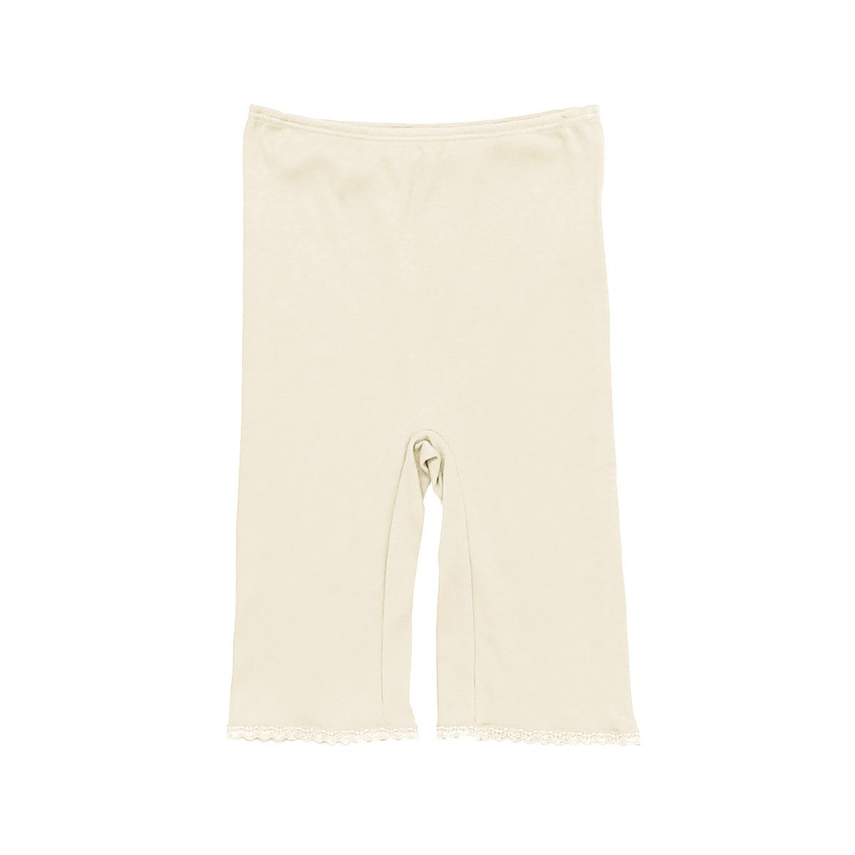 肌ごころ エイトロック編み レース付き5分丈ボトム