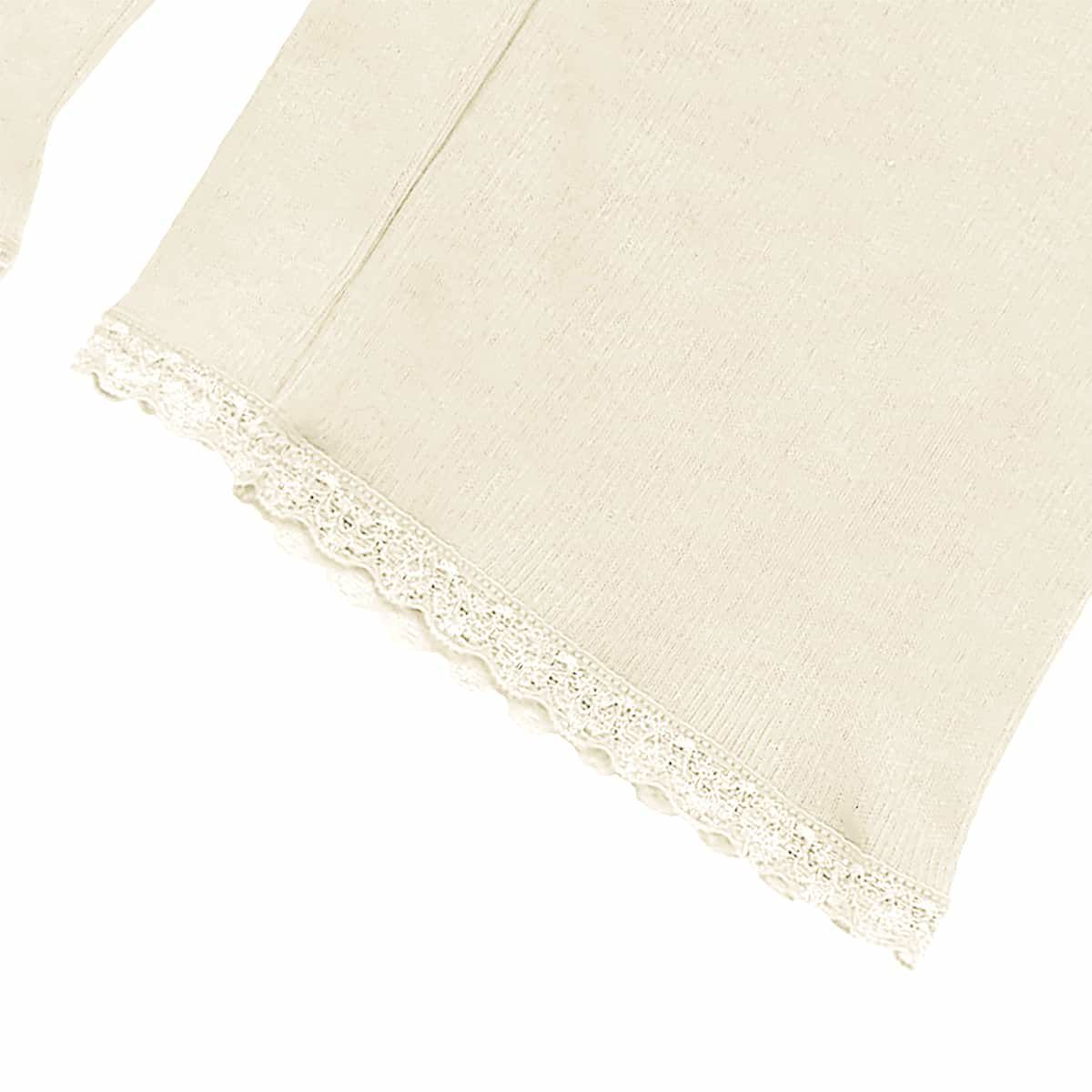 肌ごころ エイトロック編み レース付き5分丈ボトム