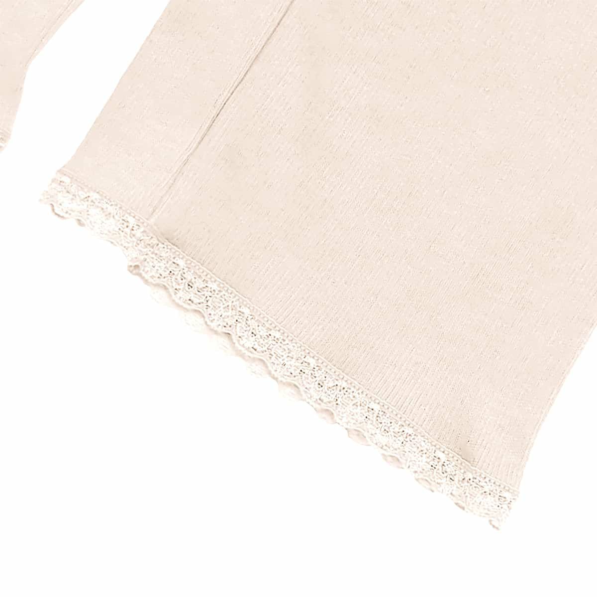 肌ごころ エイトロック編み レース付き5分丈ボトム