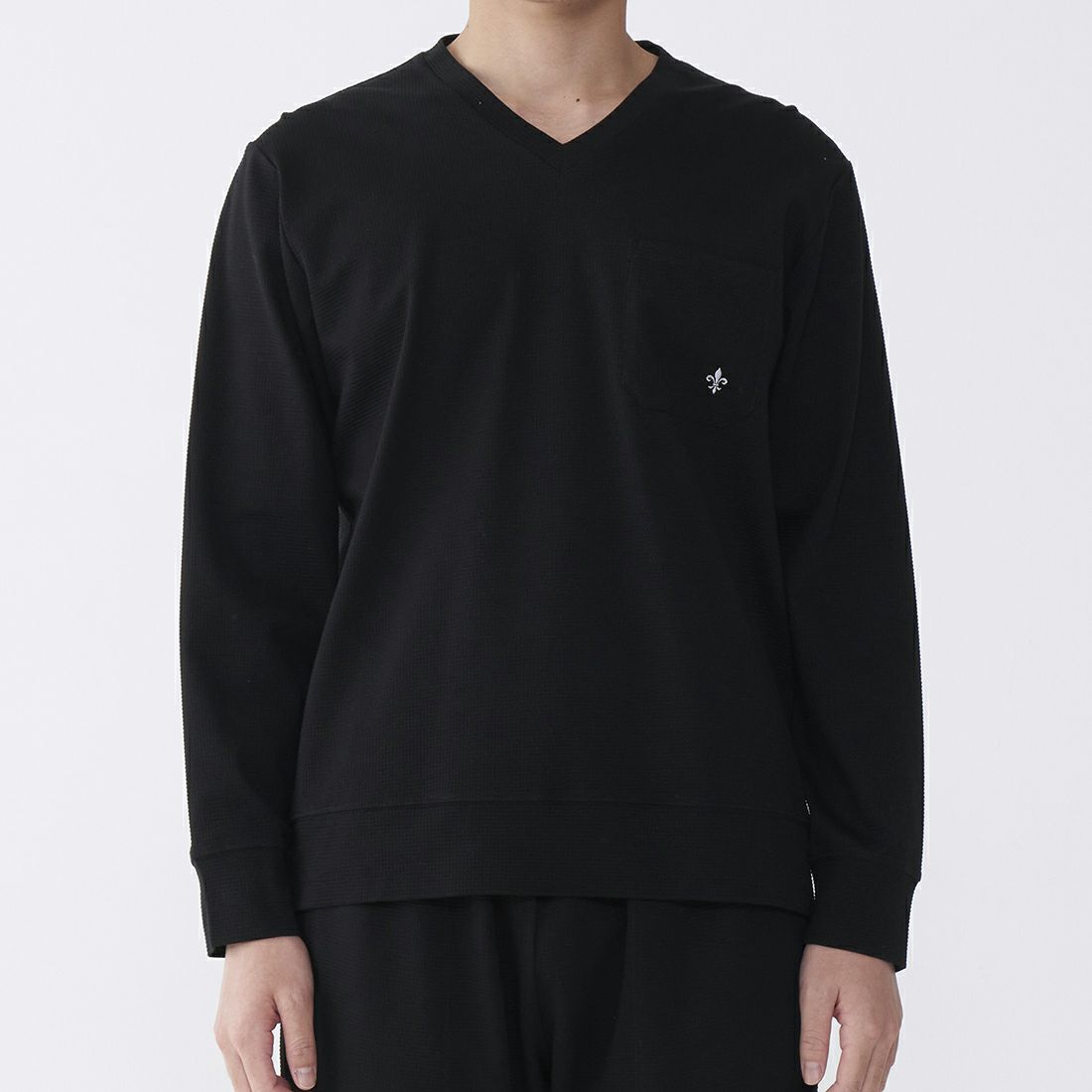 エポカ ウォモ スクエアワッフル長袖Vネック 