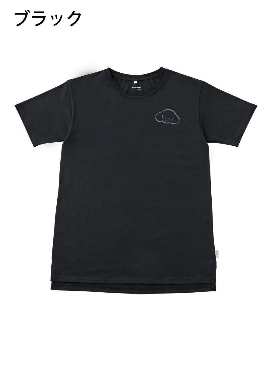 レディースチュニックTシャツ たれみみ犬刺繍