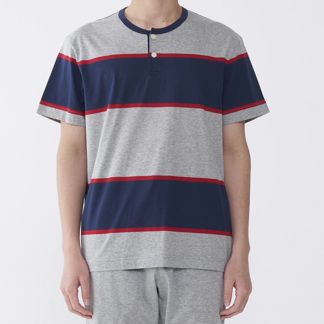 タケオキクチ　半袖ヘンリーネックシャツ