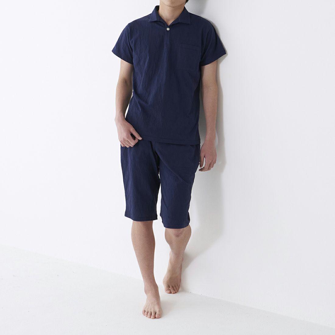 エポカ ウォモ タックジャカード膝丈ジャージハーフパンツ