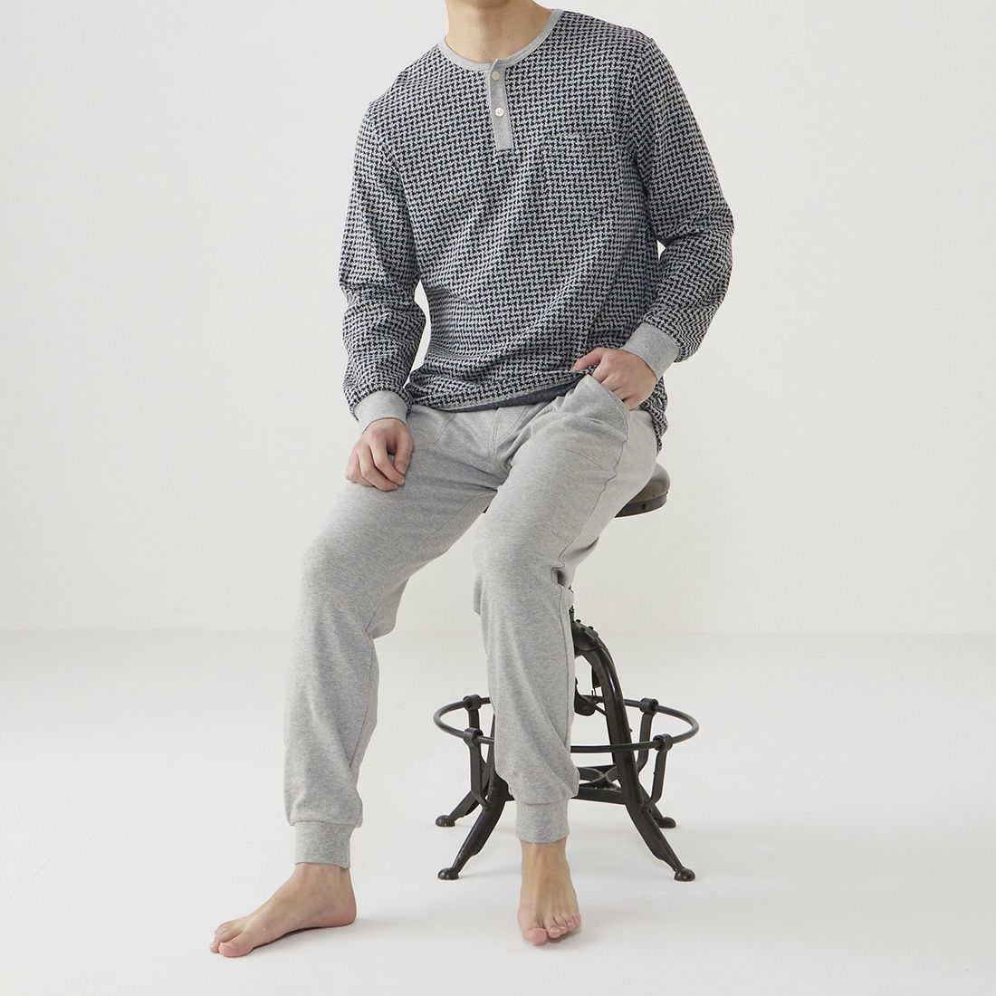 タケオキクチ 長袖ヘンリーネックパジャマ