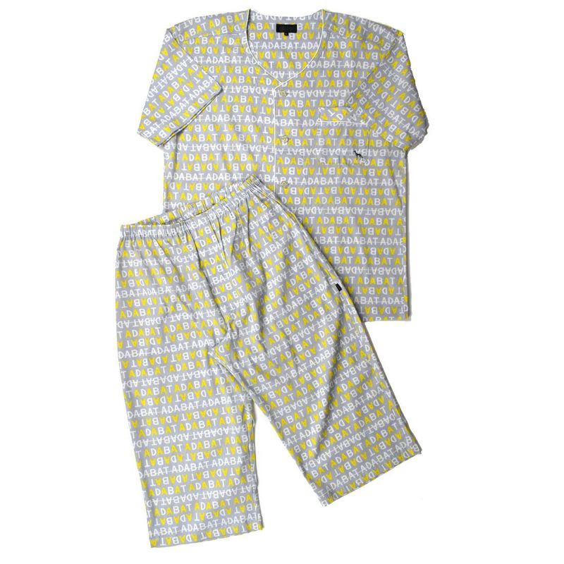 アダバット　衿なし半袖七分丈パジャマ