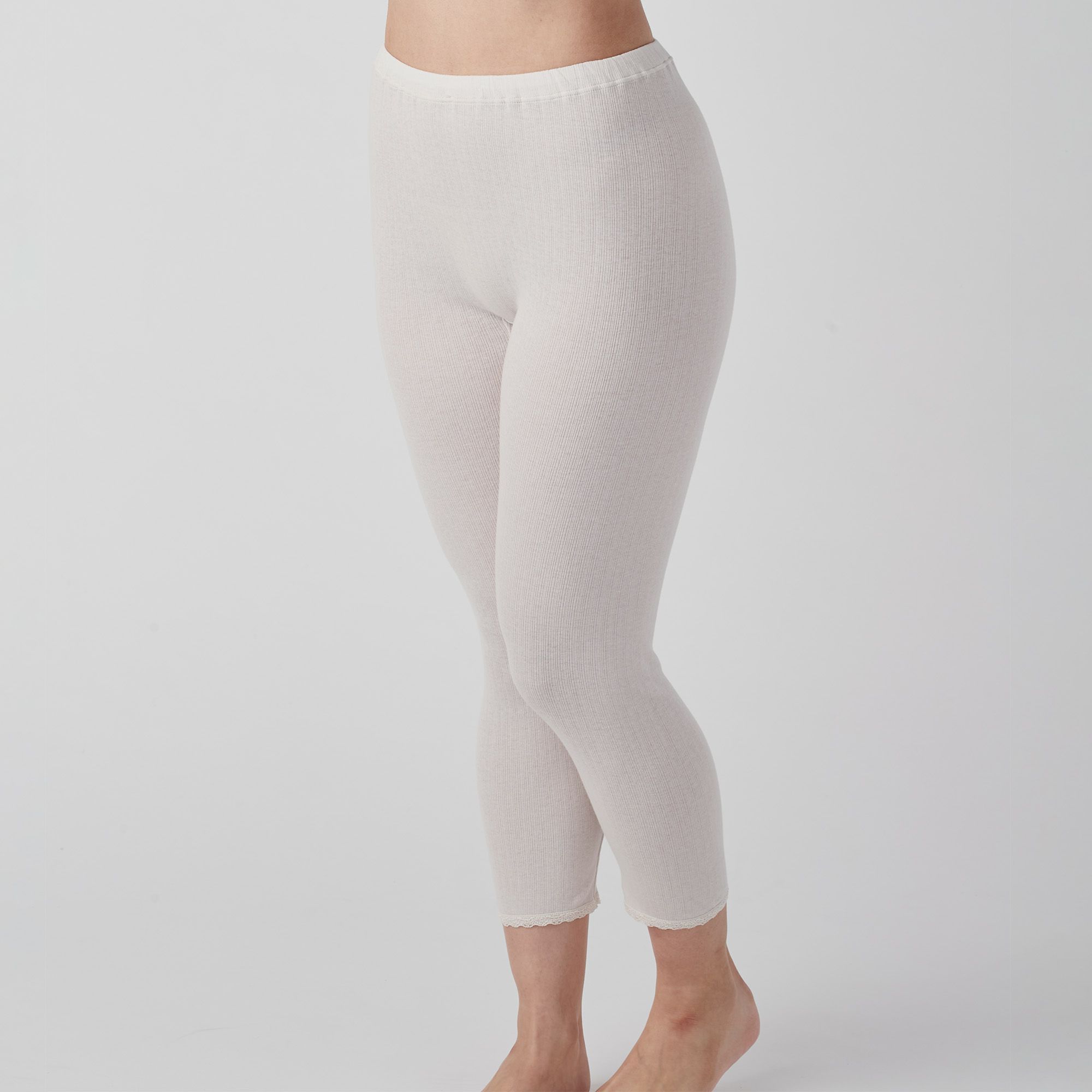 肌ごころ すぅーCOTTON 綿100％針抜き 8分丈ボトム