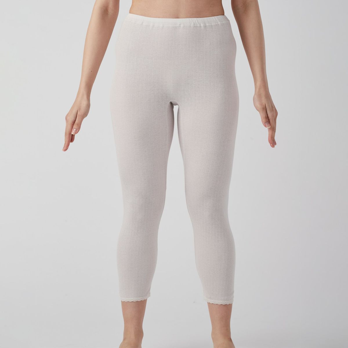 肌ごころ すぅーCOTTON 綿100％針抜き 8分丈ボトム