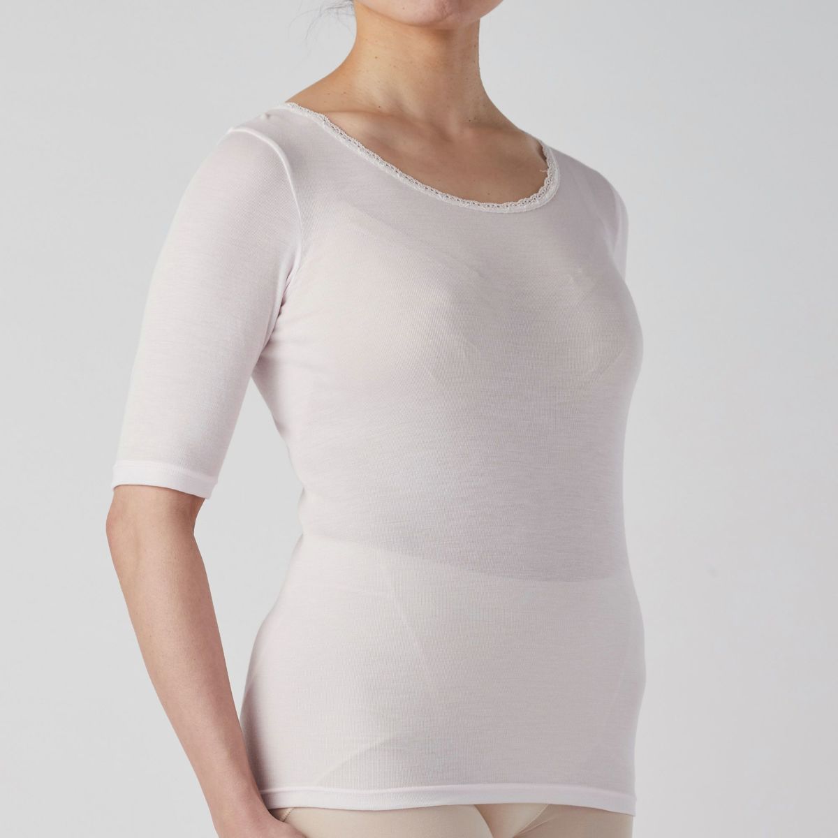 肌ごころ シルク混５分袖インナー