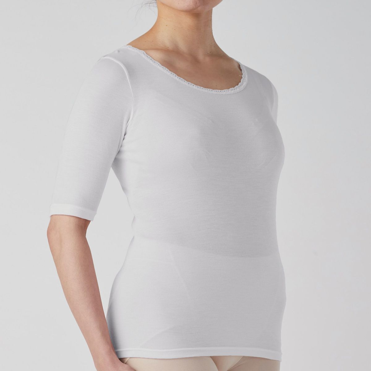 肌ごころ シルク混５分袖インナー