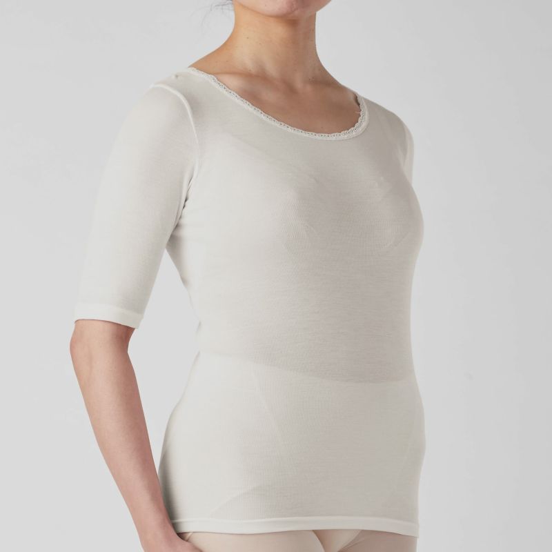 肌ごころ シルク混５分袖インナー