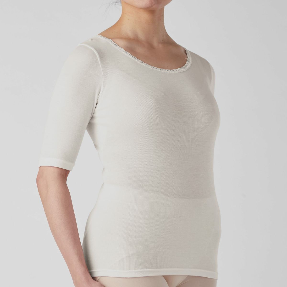 肌ごころ シルク混５分袖インナー