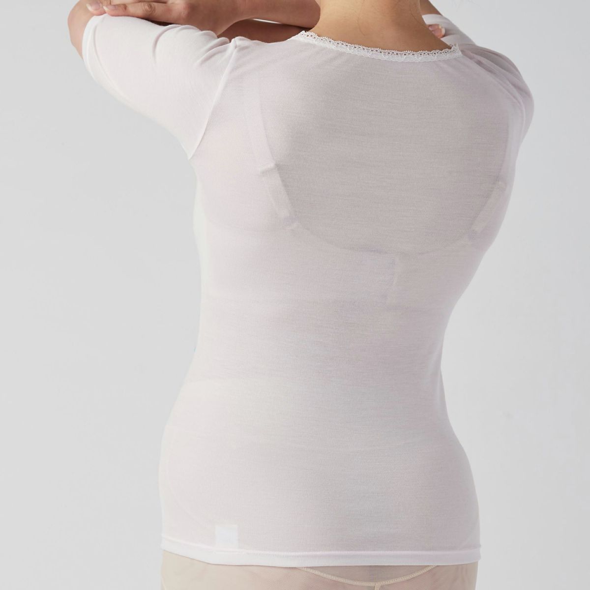 肌ごころ シルク混５分袖インナー