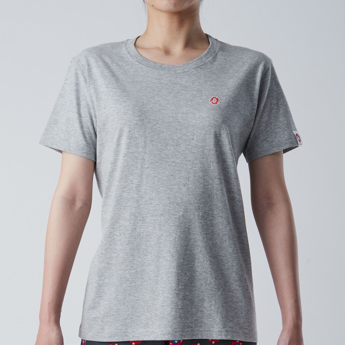 【レディース】EXPO 2025 インナーTシャツ半袖丸首 シンボルマークワンポイント 杢グレー