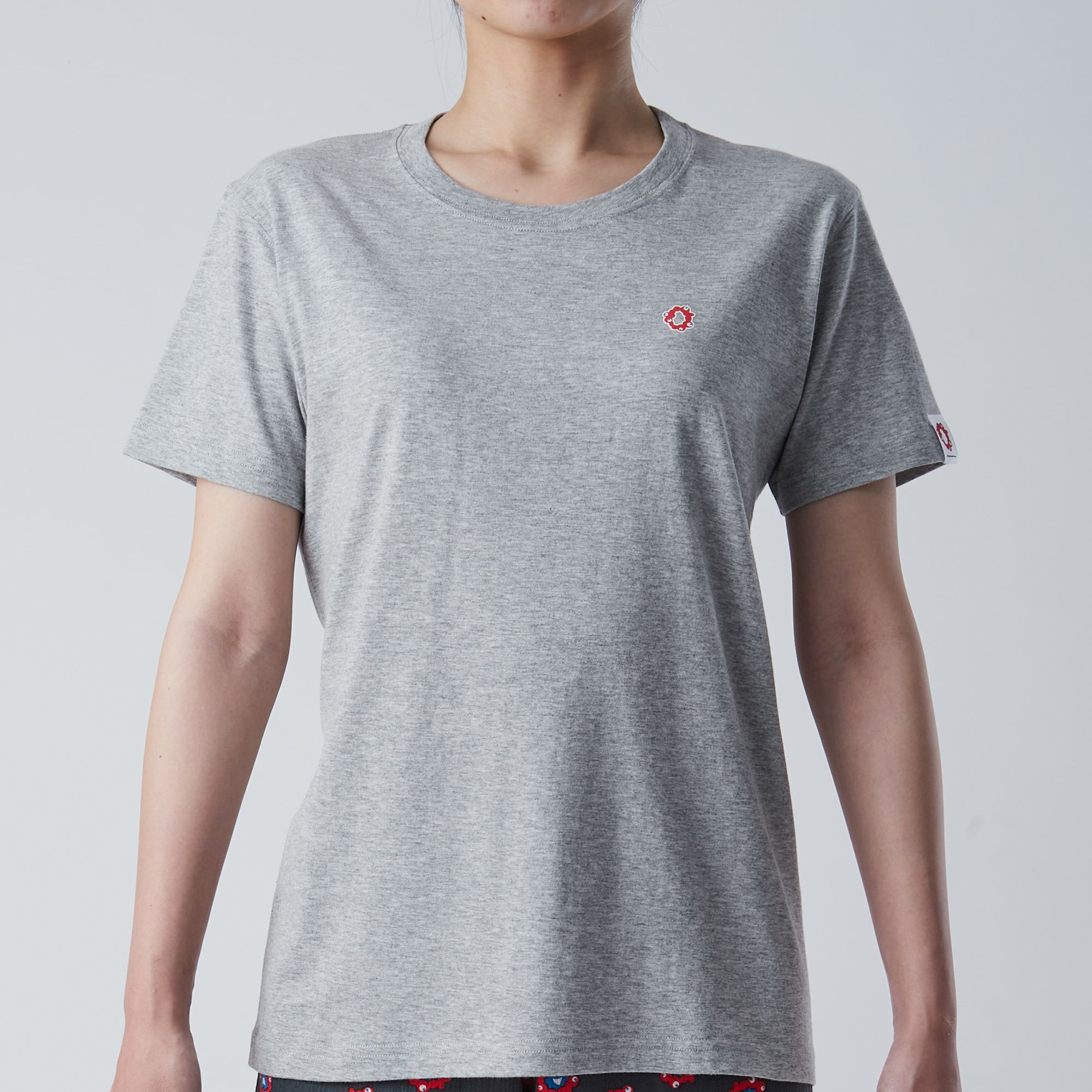 【レディース】EXPO 2025 インナーTシャツ半袖丸首 シンボルマークワンポイント 杢グレー