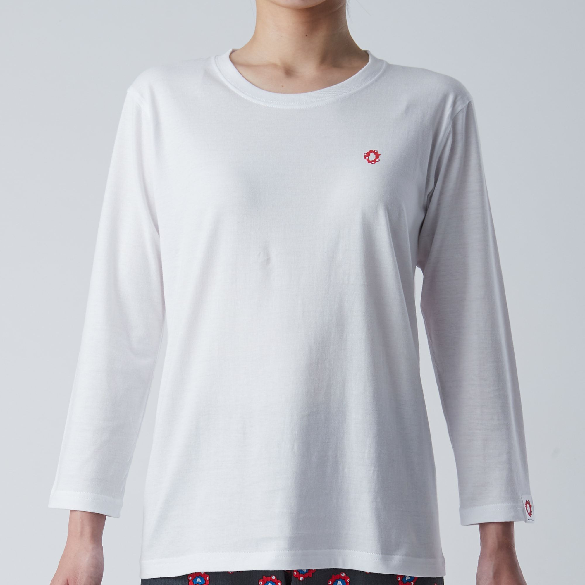【レディース】EXPO 2025 インナーTシャツ長袖丸首 シンボルマークワンポイント ホワイト