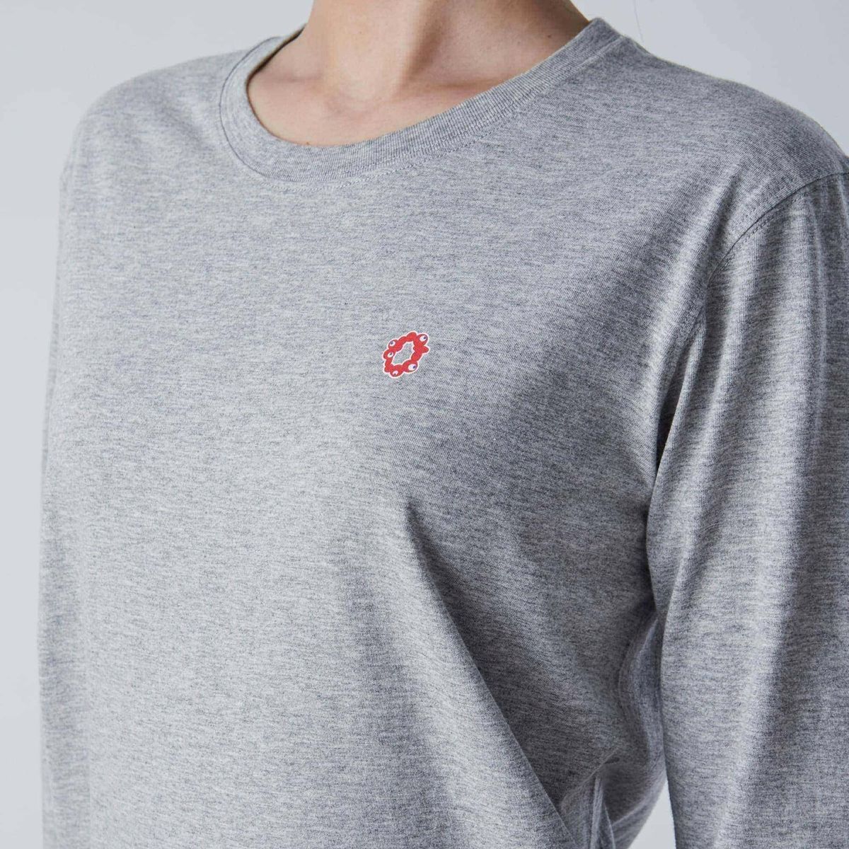 【レディース】EXPO 2025 インナーTシャツ長袖丸首 シンボルマークワンポイント 杢グレー