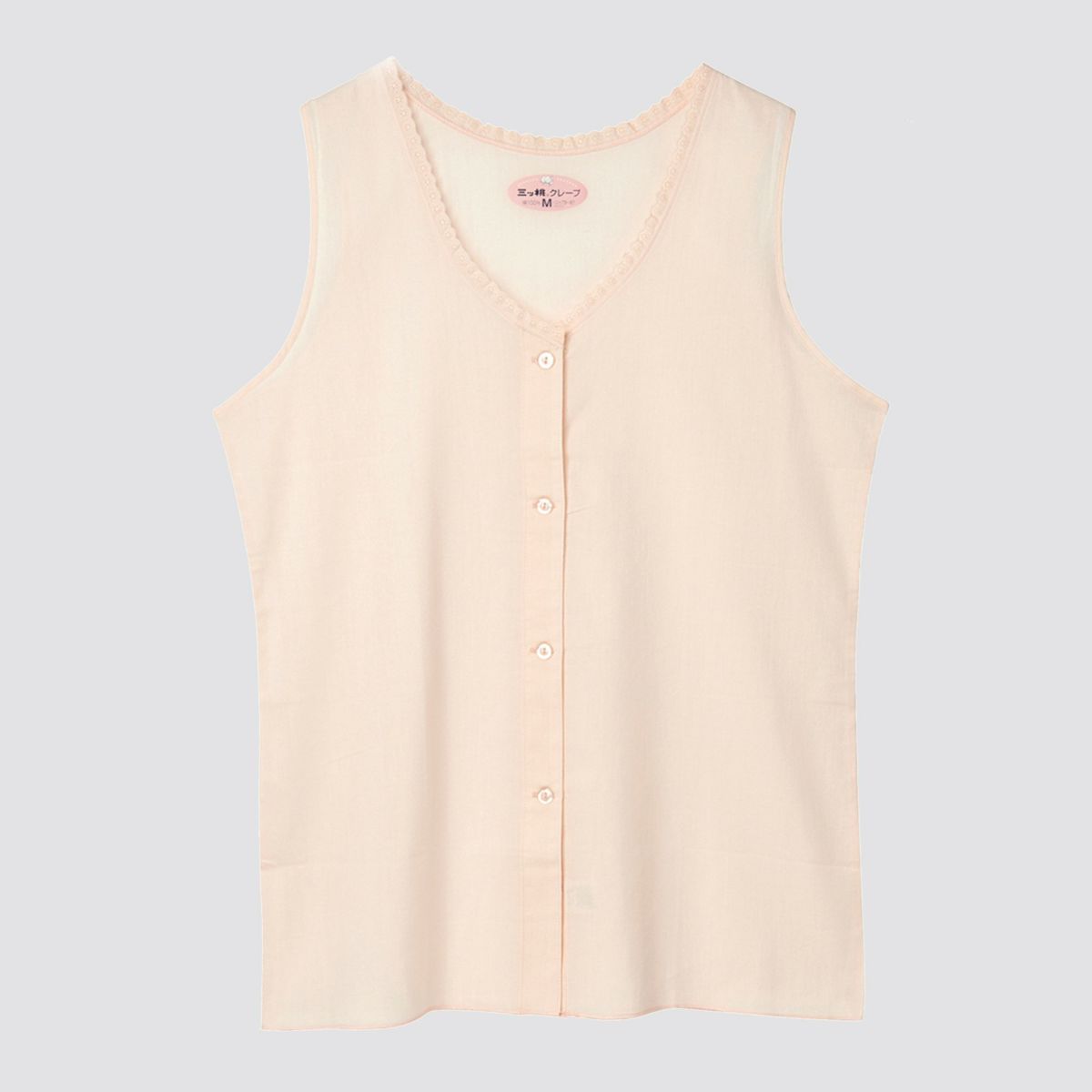 三つ桃クレープ 綿100％ ノースリーブキング