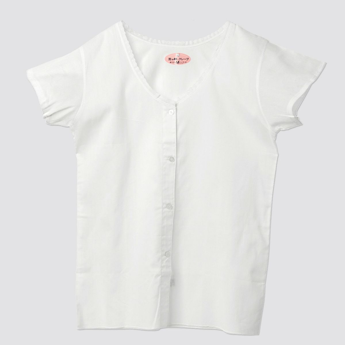 三つ桃クレープ 綿100％ 3分袖キング