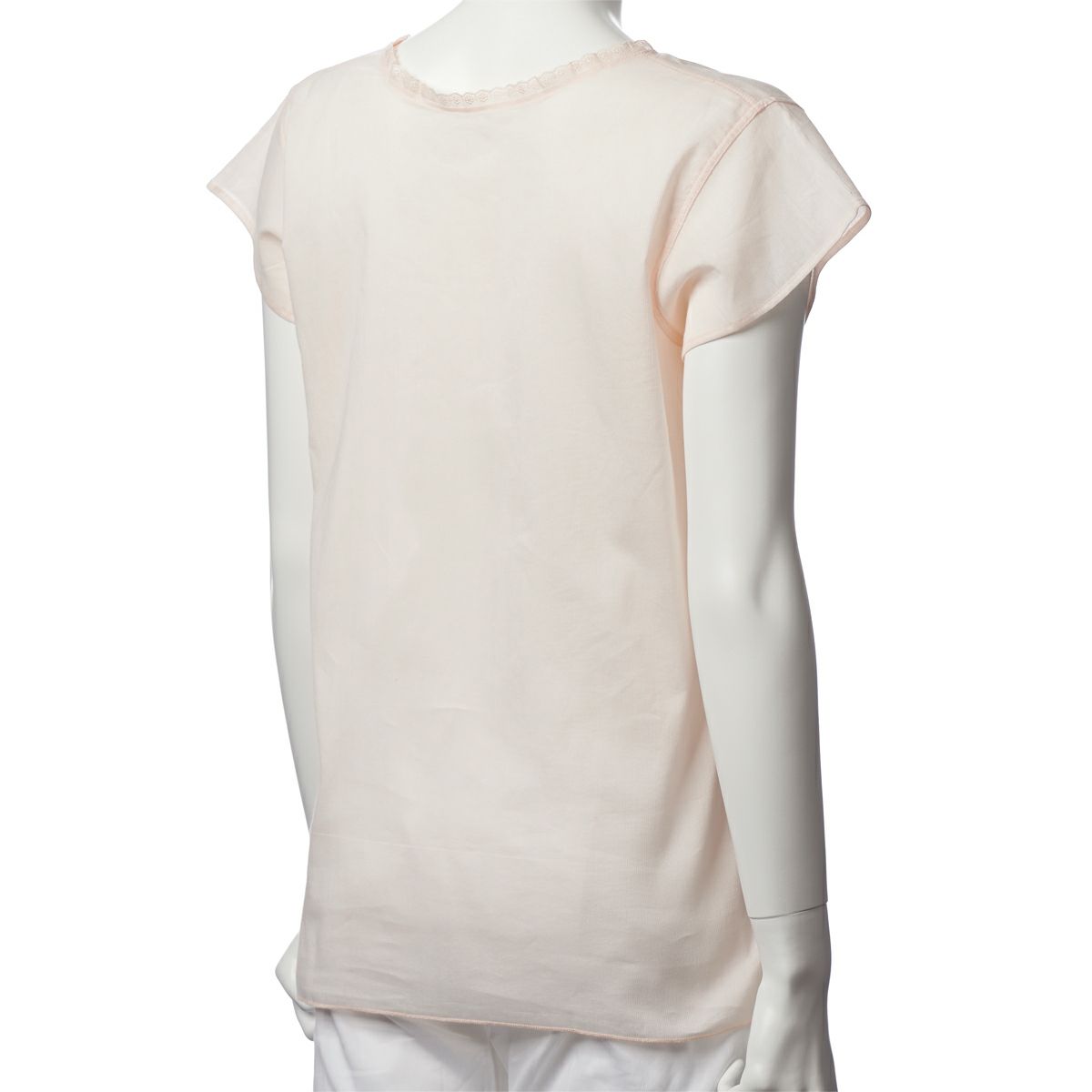 三つ桃クレープ綿100％ フレンチ袖Vネック