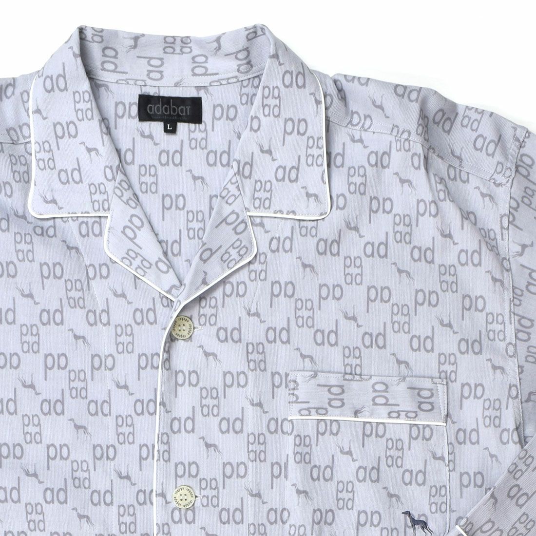  アダバット 長袖 布帛テーラードジャマ