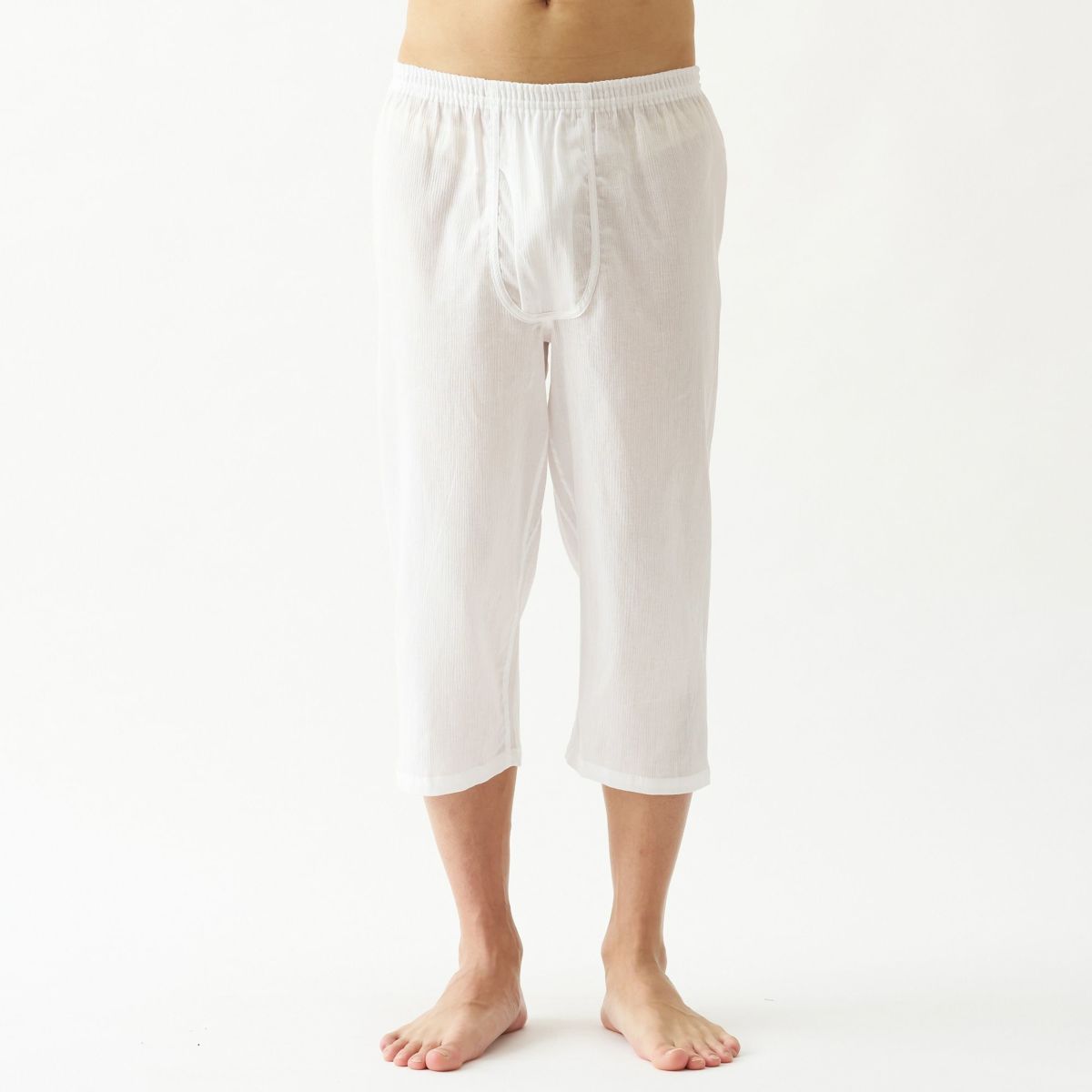 三つ桃クレープ 綿80％ 麻20％ 前開きロンパン